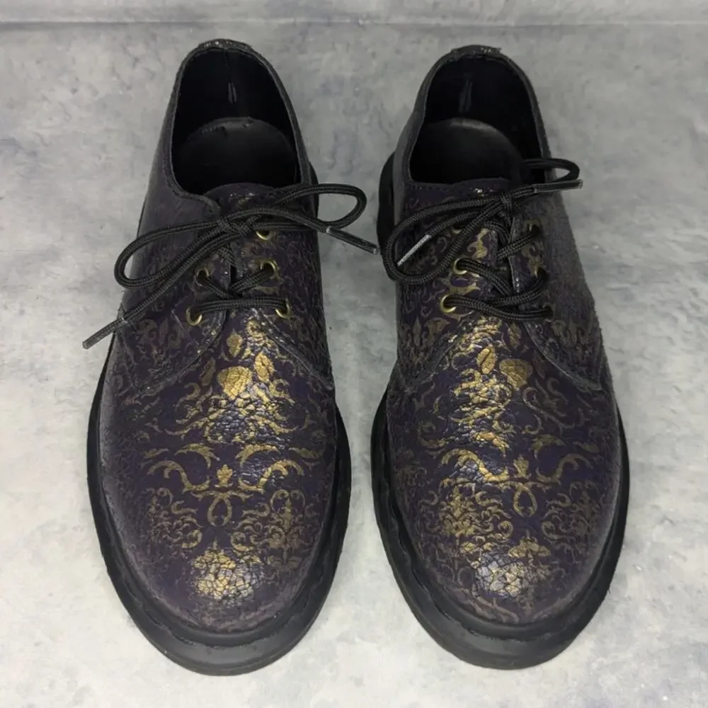 Dr. Martens RARE 1461 Baroque Crystal Suede Oxfords in Purple / Gold, Size 6